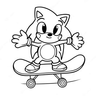 Sonic Udforer Tricks Pa Skateboard Farvelaegningsside 58934-46631