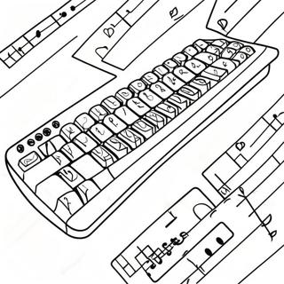 Farverigt Tastatur Med Musiknoter Malebog 61954-49032